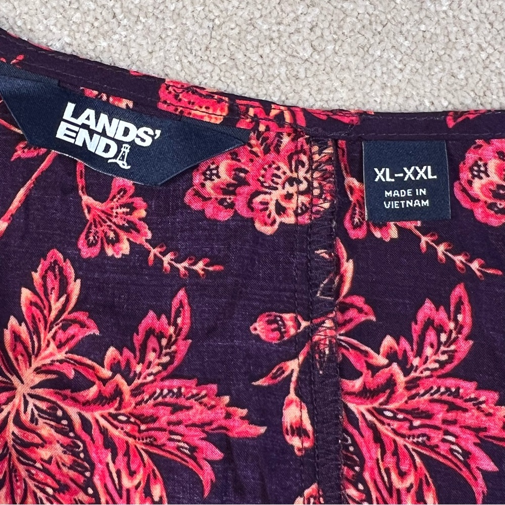 Lands End Floral Dress Lightweight Flowy Short Sleeveless Women's XL-XXL - Picture 7 of 9